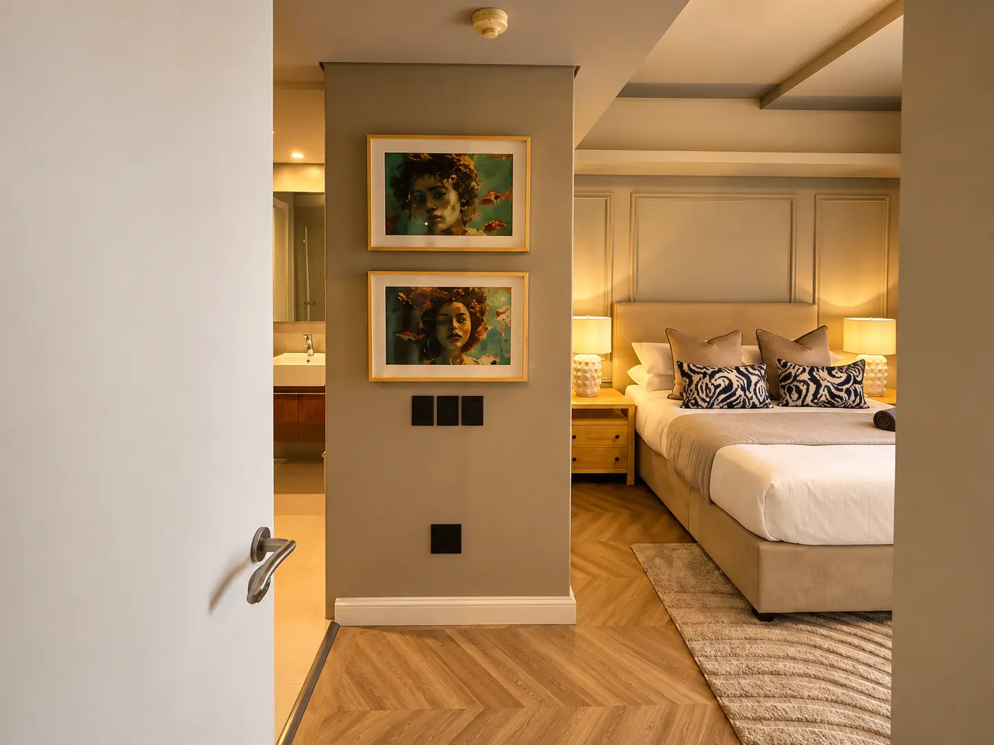 View into the king bedroom from the apartment